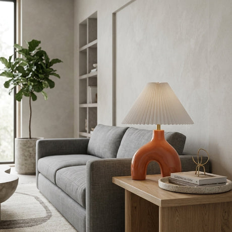 Modern European furniture - Pleated Fabric Arched Table Lamp - www.oroa.com