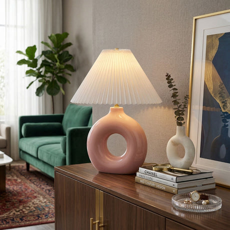 Modern European furniture - Pleated White Fabric Table Lamp - www.oroa.com