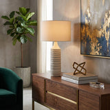 Modern European furniture - White Cotton Accent Table Lamp - www.oroa.com