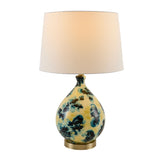Modern European furniture - Blue Floral Glass Table Lamp - www.oroa.com