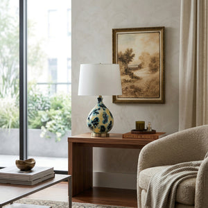   Modern European furniture - Blue Floral Glass Table Lamp - www.oroa.com | Oroa.com