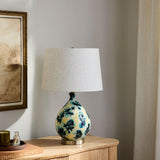Modern European furniture - Blue Floral Glass Table Lamp - www.oroa.com