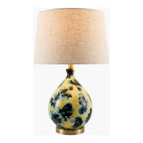 Modern European furniture - Blue Floral Glass Table Lamp - www.oroa.com