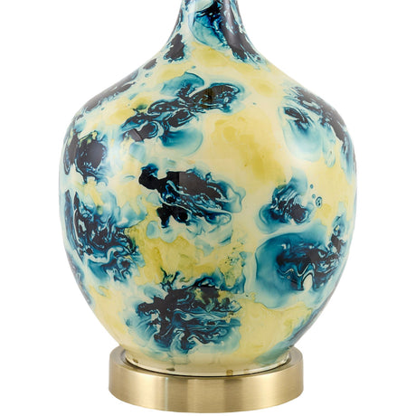 Modern European furniture - Pinted Blue Glass Table Lamp - www.oroa.com