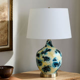 Modern European furniture - Pinted Blue Glass Table Lamp - www.oroa.com