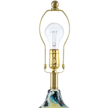 Modern European furniture - Pinted Blue Glass Table Lamp - www.oroa.com