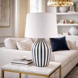 Modern European furniture - Lined Ceramic Accent Table Lamp - www.oroa.com