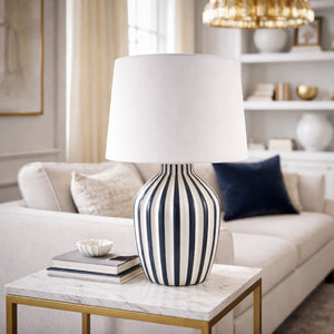   Lined Ceramic Accent Table Lamp | Oroa.com