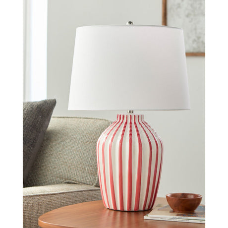 Modern European furniture - Lined Ceramic Accent Table Lamp - www.oroa.com