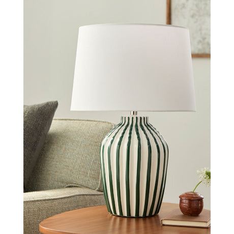 Modern European furniture - Lined Ceramic Accent Table Lamp - www.oroa.com