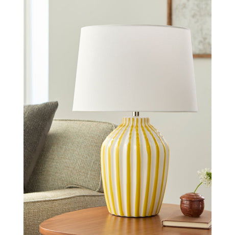 Modern European furniture - Lined Ceramic Accent Table Lamp - www.oroa.com