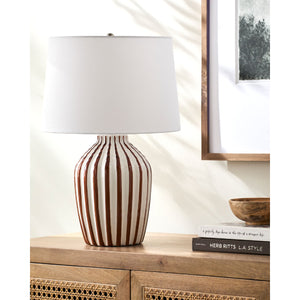   Lined Ceramic Accent Table Lamp | Oroa.com