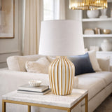 Modern European furniture - Lined Ceramic Accent Table Lamp - www.oroa.com