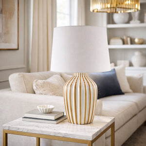   Lined Ceramic Accent Table Lamp | Oroa.com