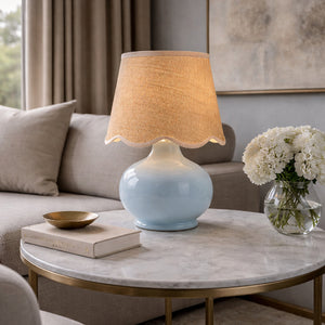   Modern European furniture - Scalloped Raffia Shade Table Lamp - www.oroa.com | Oroa.com