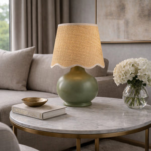   Modern European furniture - Scalloped Raffia Shade Table Lamp - www.oroa.com | Oroa.com