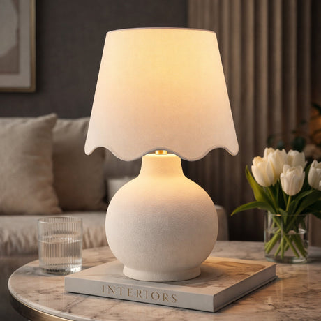 Modern European furniture - Wavy Linen Ceramic Table Lamp - www.oroa.com