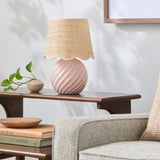 Modern European furniture - Round Glazed Ceramic Table Lamp - www.oroa.com