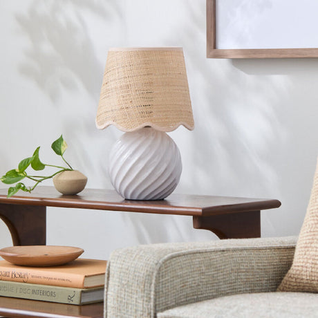 Modern European furniture - Round Glazed Ceramic Table Lamp - www.oroa.com