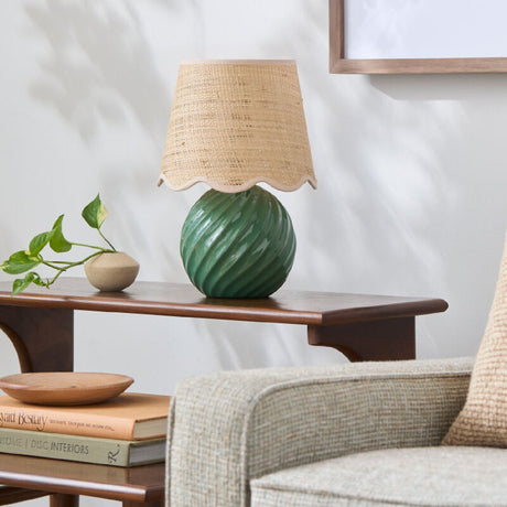 Modern European furniture - Round Glazed Ceramic Table Lamp - www.oroa.com