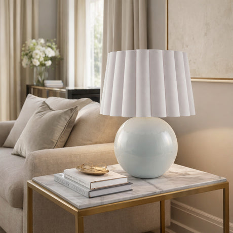   Scalloped White Fabric Table Lamp | Oroa.com