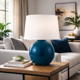 Modern European furniture - Glazed Globe Ceramic Table Lamp - www.oroa.com