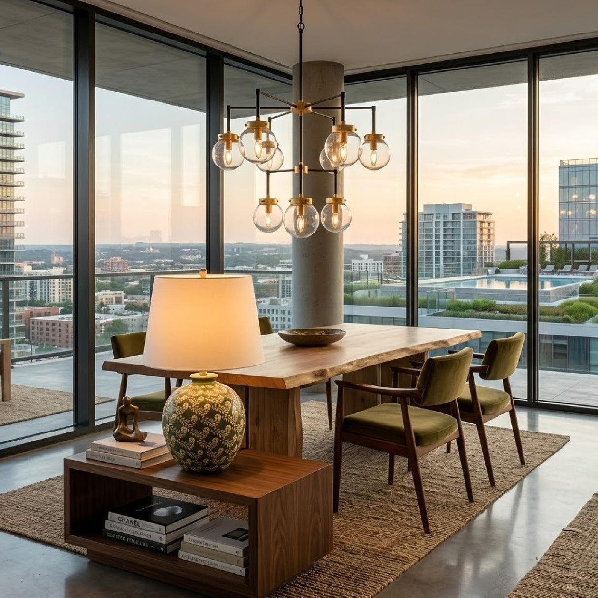   Green Ceramics Floral Table Lamp | Oroa.com