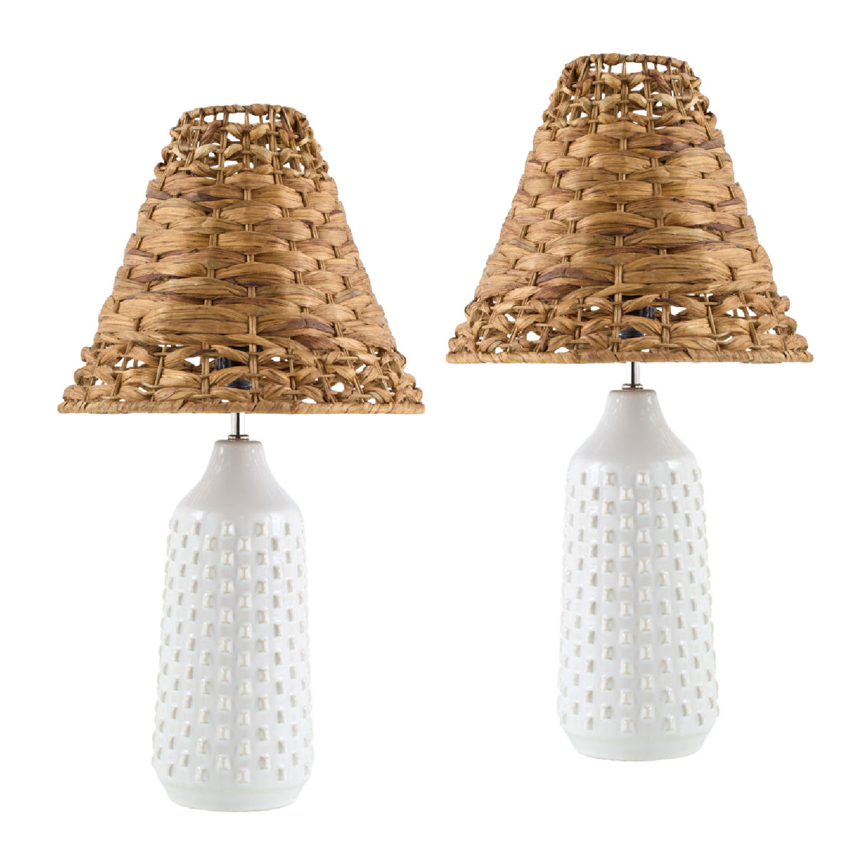   Braided Seagrass Table Lamp Set (2) | Oroa.com