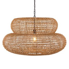 Modern European furniture - Brown Woven 2-Tier Pendant Lamp - www.oroa.com