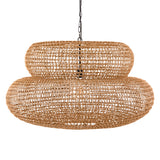 Modern European furniture - Brown Woven 2-Tier Pendant Lamp - www.oroa.com