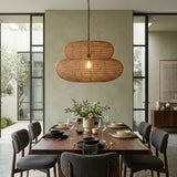 Modern European furniture - Brown Woven 2-Tier Pendant Lamp - www.oroa.com