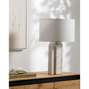   Modern European furniture - White Marble Linen Table Lamp S - www.oroa.com | Oroa.com
