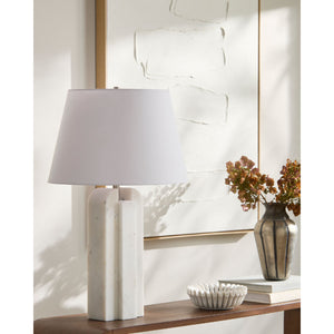   Modern European furniture - White Marble Linen Table Lamp L - www.oroa.com | Oroa.com