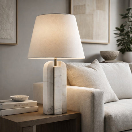   Modern European furniture - White Marble Linen Table Lamp L - www.oroa.com | Oroa.com