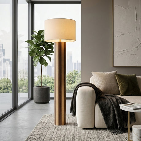   Brown Stripes Wooden Floor Lamp | Oroa.com