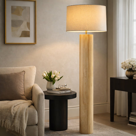  Cylindrical Rubberwood Accent Floor Lamp | Oroa.com