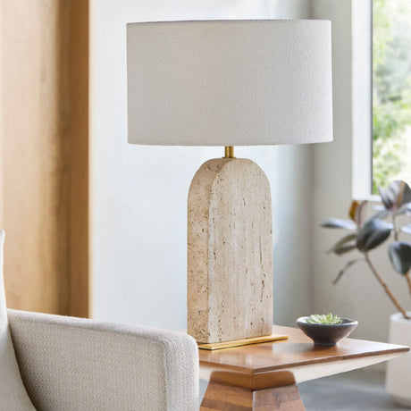   Beige Arched Travertine Table Lamp | Oroa.com