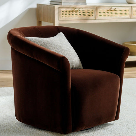 Modern European furniture - Brown Cotton Swivel Chair - www.oroa.com
