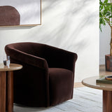Modern European furniture - Brown Cotton Swivel Chair - www.oroa.com