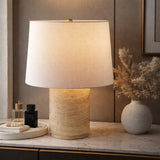 Modern European furniture - Travertine Base Accent Table Lamp - www.oroa.com
