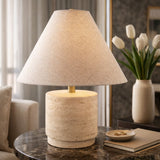 Modern European furniture - Travertine Base Accent Table Lamp - www.oroa.com