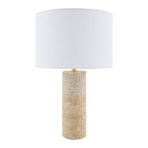Modern European furniture - Cylindrical Travertine Accent Table Lamp - www.oroa.com