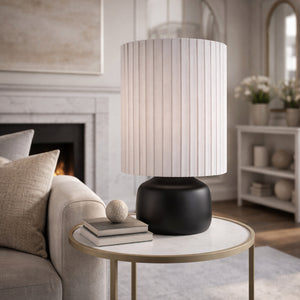   Reeded Linen Accent Table Lamp | Oroa.com