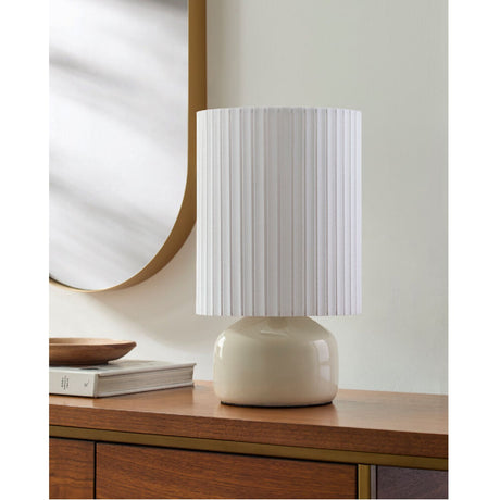 Modern European furniture - Reeded Linen Accent Table Lamp - www.oroa.com