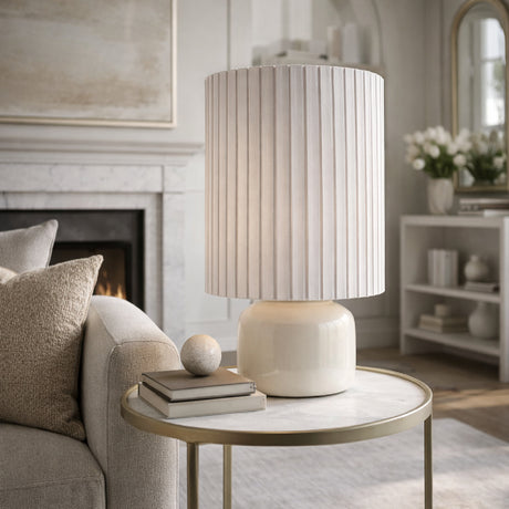   Reeded Linen Accent Table Lamp | Oroa.com