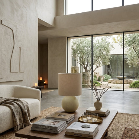 Modern European furniture - Round Glazed Ceramic Table Lamp - www.oroa.com