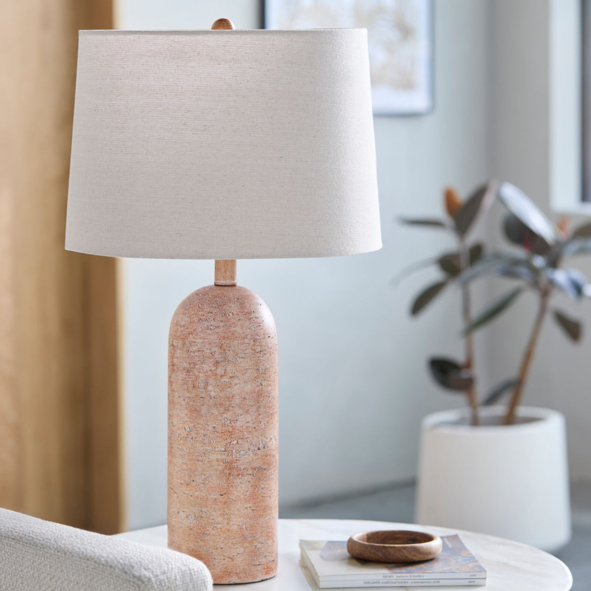   Linen Drum Shade Table Lamp | Oroa.com