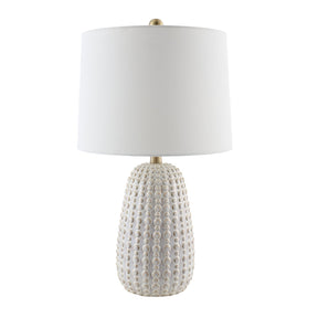 Modern European furniture - Glazed Cream Ceramic Table Lamp - www.oroa.com