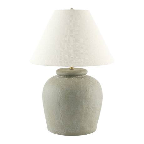 Modern European furniture - Linen Shade Cement Table Lamp - www.oroa.com