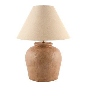 Modern European furniture - Linen Shade Cement Table Lamp - www.oroa.com